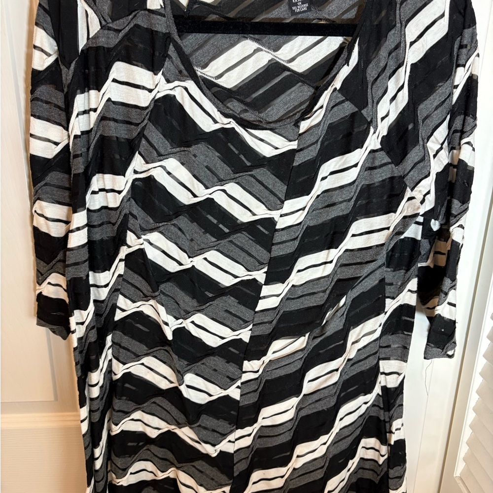 Kaktus Charcoal and Cream Striped Blouse